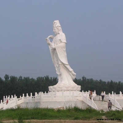 石佛像制造廠 漢白玉觀音菩薩像 加工寺廟佛像石雕 石雕滴水觀音