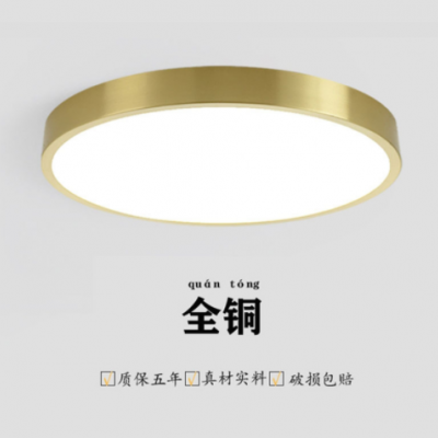 全銅LED吸頂燈陽臺燈圓形超薄臥室簡約純銅客廳過道衛(wèi)生間燈具