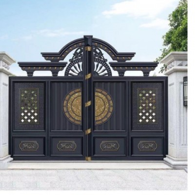 鋁藝大門鋁合金別墅大門鑄鐵門小區農村自建房中式鐵藝入戶門庭院