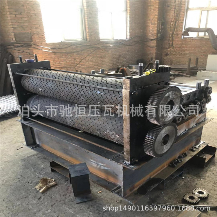 供應鍍鋅鋼板柳葉型滾壓成型機 金屬壓花機 1.5mm厚滾花機示例圖16