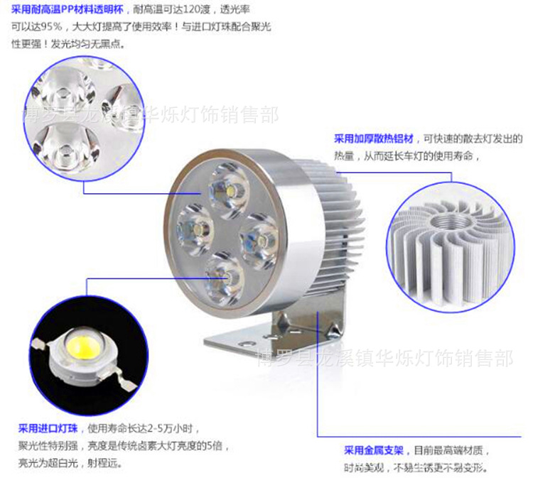 超亮led電動車燈前大燈射燈12V48V60V72V改裝摩托車外置強光大燈示例圖10