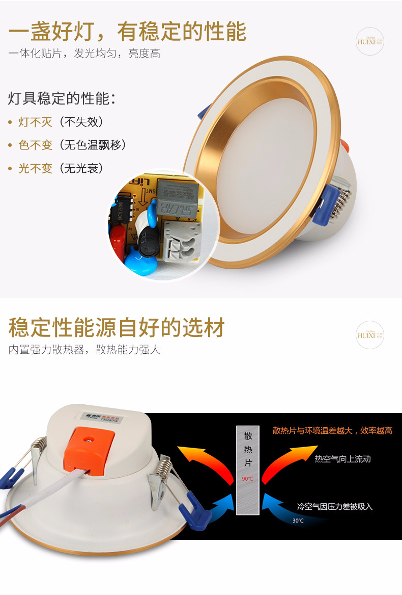 led筒燈 室內服裝店嵌入式led天花射燈 酒店客廳開孔節能LED筒燈示例圖5