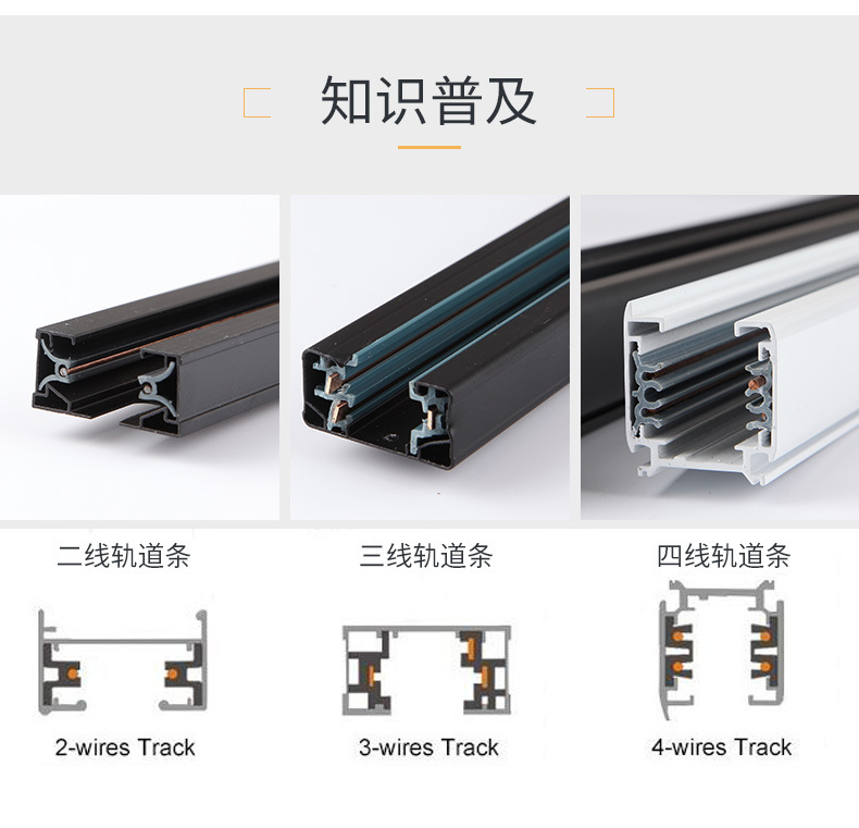 現貨三線LED軌道條 射燈導軌條 服裝店軌道條黑白導軌條廠家批發示例圖17