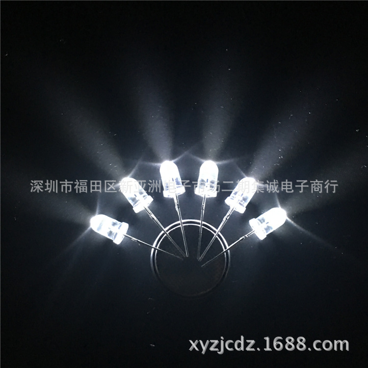 二極管 3mm直插燈珠 F3圓頭白燈長(zhǎng)腳 led燈 白光高亮 led燈珠示例圖3