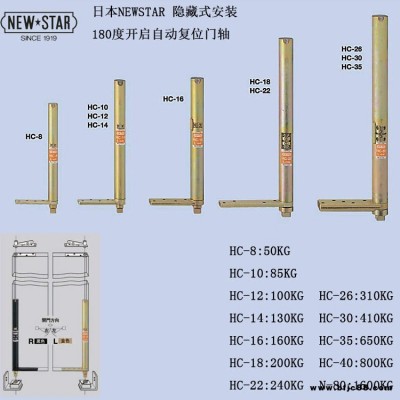 日本NEWSTAR新星品牌HC8 HC10 HC22 HC26 HC35型自關天地鉸進口中心轉軸重型門合頁隱藏暗裝