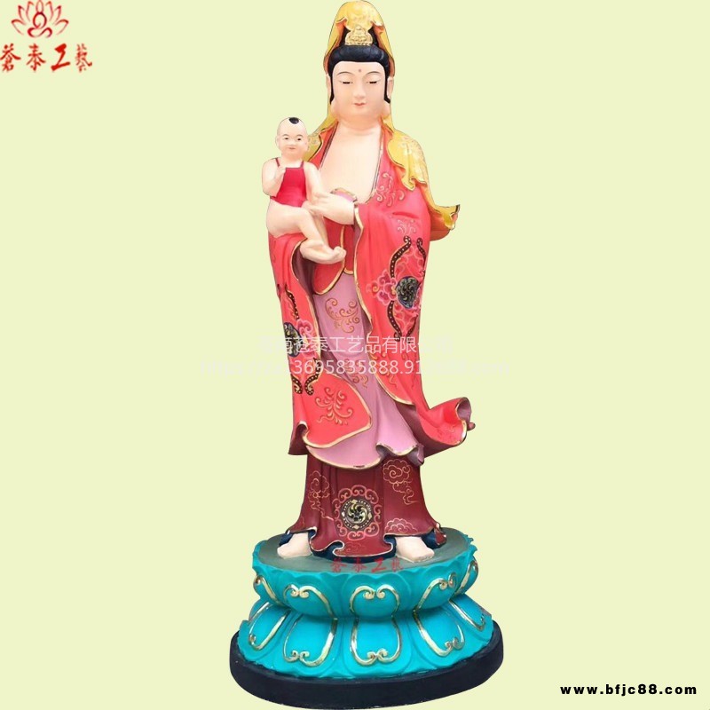 浙江蒼泰工藝脫胎佛像送子觀音 樹脂彩繪送子觀音菩薩站像圖片