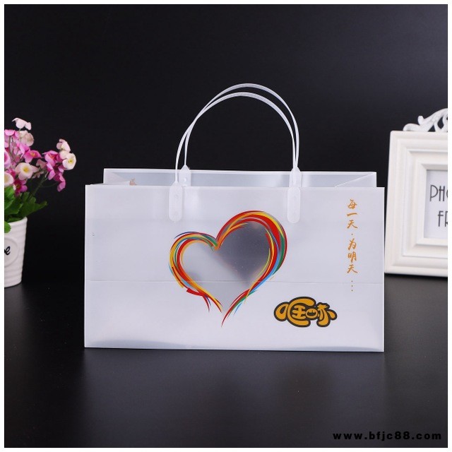 優(yōu)威 廠家直供 彩色UV印刷 磨砂透明 購(gòu)物通用 禮品 pp塑料 手提包裝袋 印logo 透明袋 塑料袋