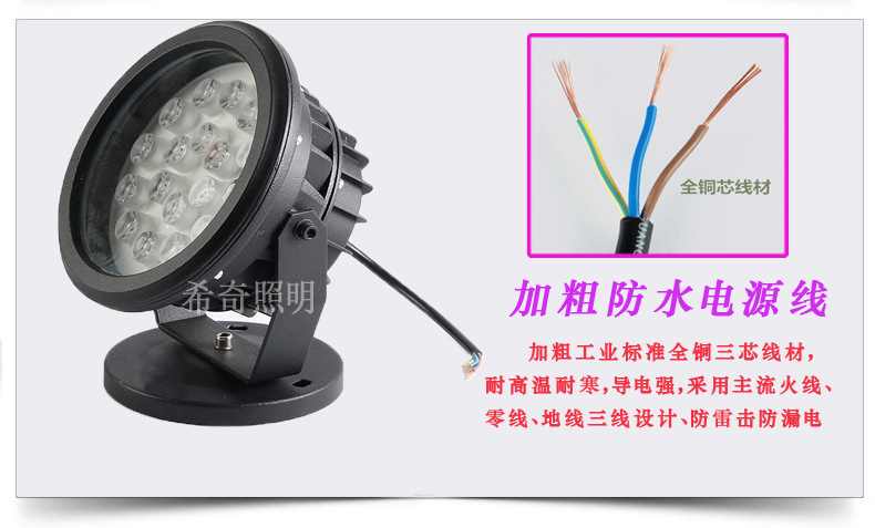 大功率led圓形投光燈圓形投射燈 室外燈防水廣告 庭院泛光燈示例圖6