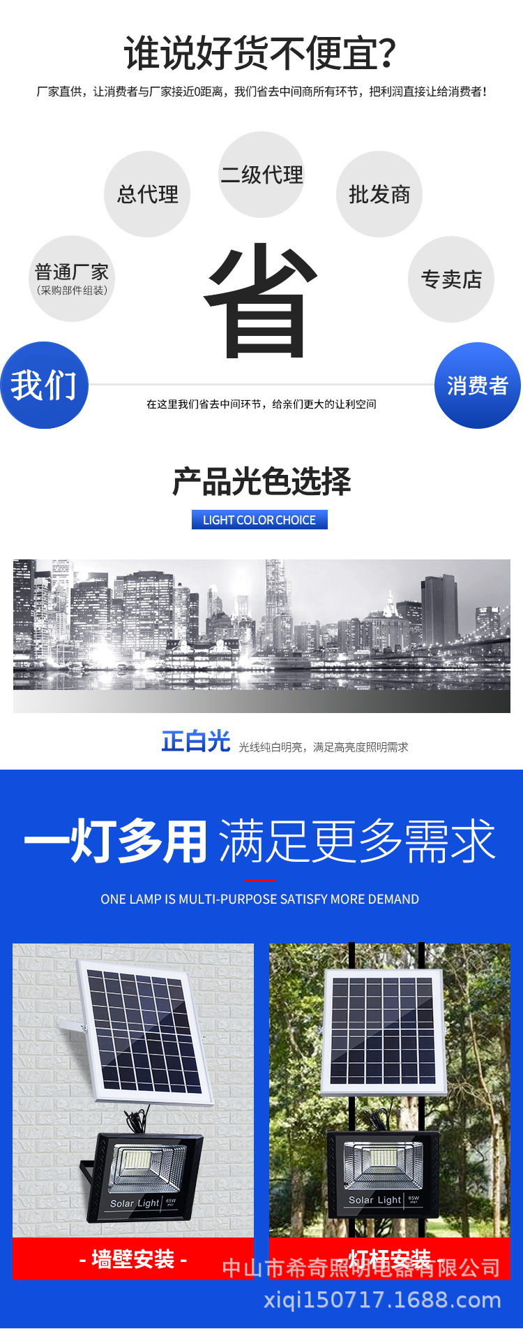 太陽能家用戶外投光燈 聚寶盆款庭院燈 戶外防水LED太陽能路燈示例圖2