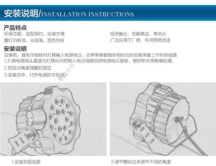 LED泛光燈54W 戶外led投光燈 18W防水廣告投射燈 24W36W 聚光燈示例圖16
