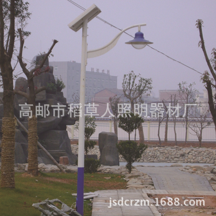 3.5米大型不銹鋼雙臂太陽(yáng)能庭院燈，花園別墅鋁仿古壓鑄景觀燈示例圖7