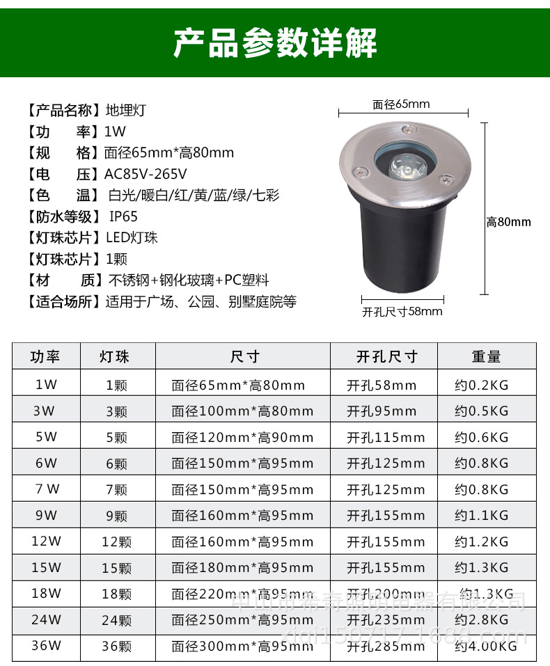 草坪燈地埋燈led戶外防水嵌入式照樹燈庭院燈七彩埋地燈公園別墅示例圖6