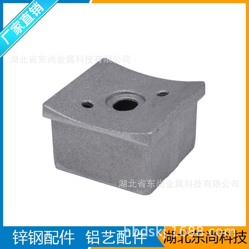 供應(yīng)鋅鋼護(hù)欄立柱連接件 護(hù)欄立柱鑄鋁配件 40規(guī)格鑄鋁圓弧接頭示例圖2