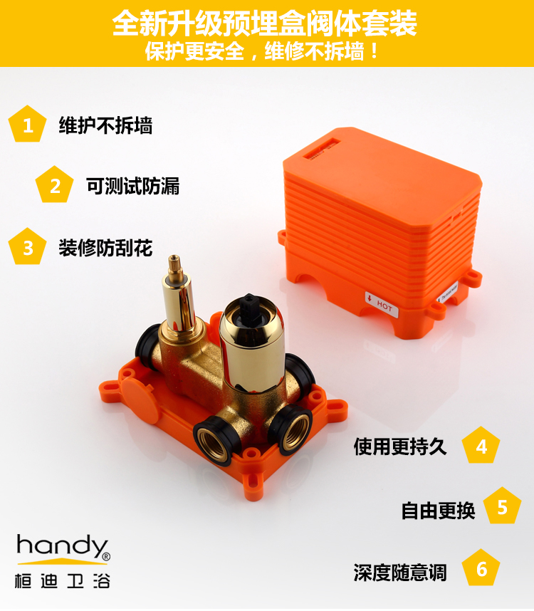 暗裝花灑淋浴器工廠 直供入墻式淋浴花灑水龍頭桓迪handyHD-3E511 淋浴房用暗裝花灑淋浴器示例圖14