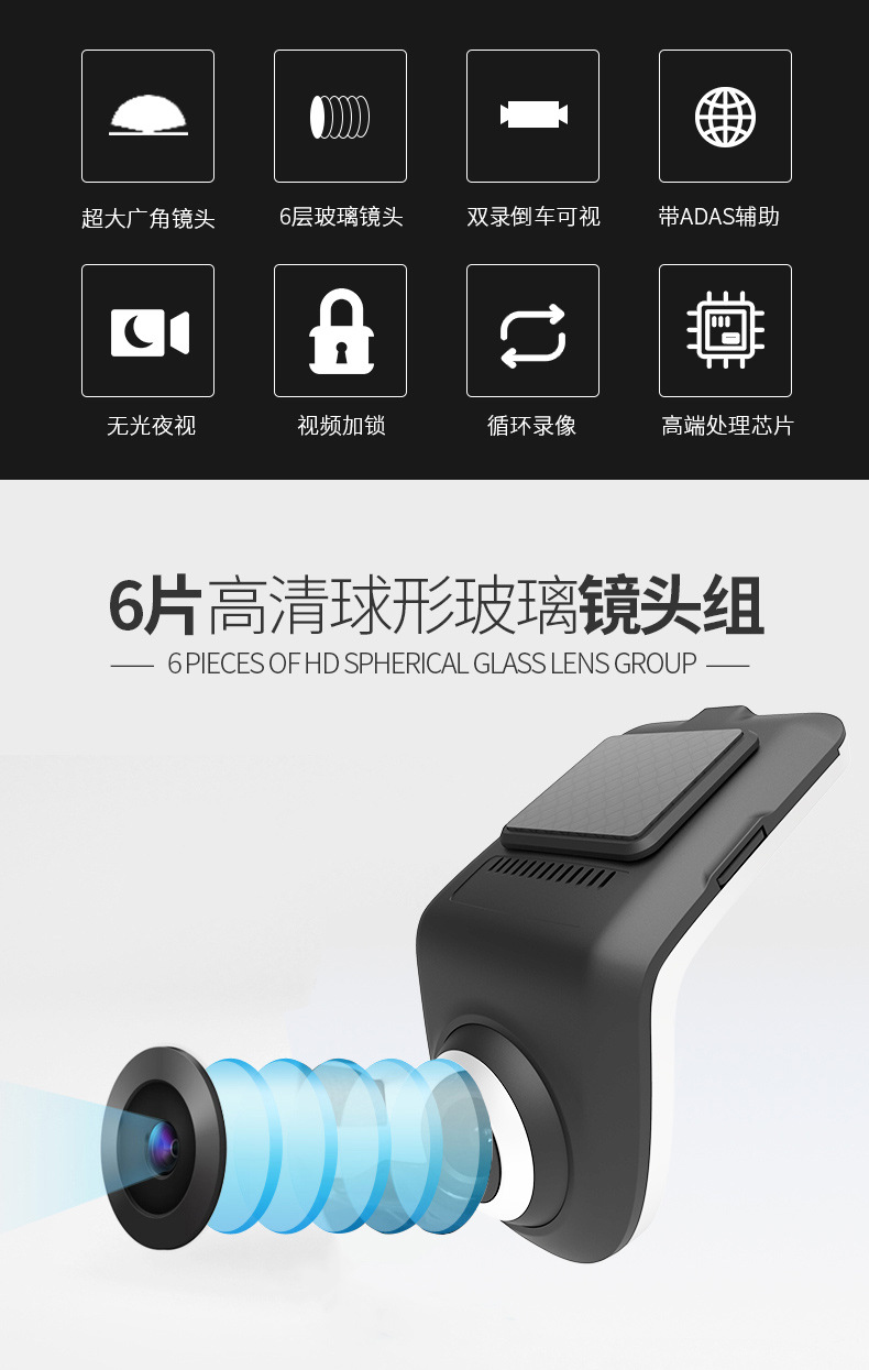 行車記錄儀wifi 隱藏式記錄儀 高清夜視 24小時停車監控 一鍵分享示例圖12