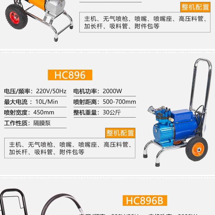 隔膜式無氣噴涂機 乳膠漆油漆噴涂機噴漆機涂料噴涂設備工具示例圖3