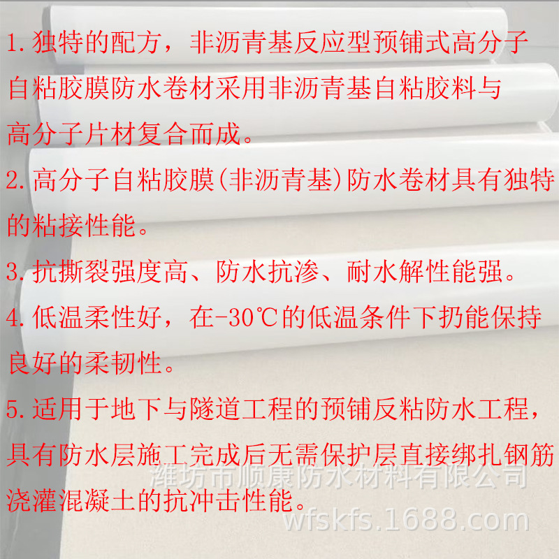 地鐵隧道用 非瀝青基高分子自粘膠膜防水卷材 防水抗?jié)B防水卷材示例圖4