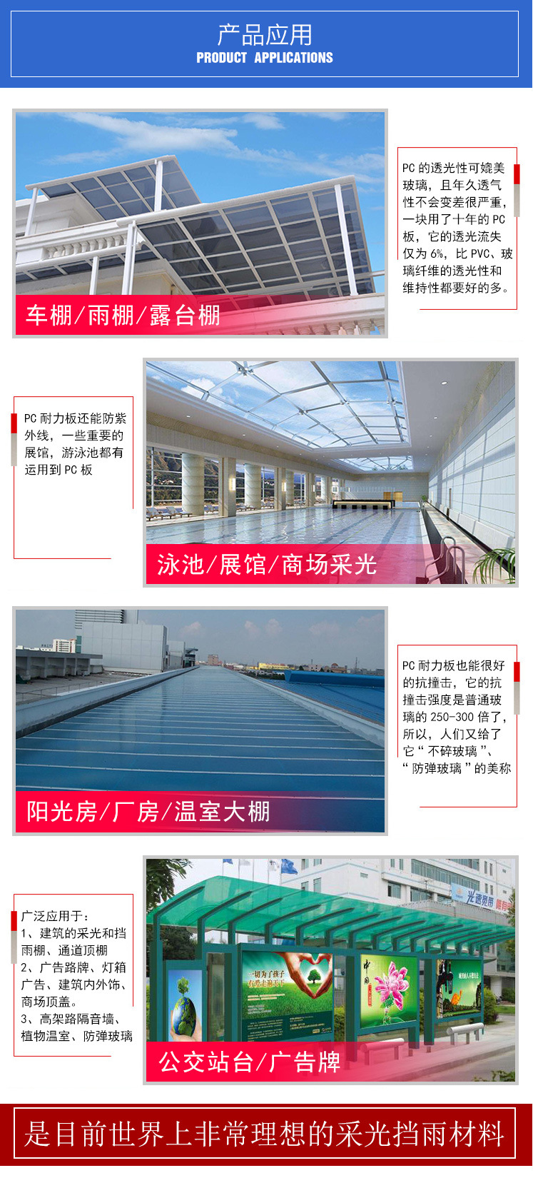 耐力板廠家批發透明PC耐力板5mm透明陽光板耐力板雨棚陽臺耐力板示例圖5