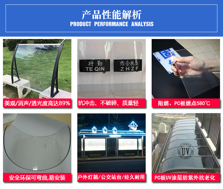 耐力板廠家批發透明PC耐力板5mm透明陽光板耐力板雨棚陽臺耐力板示例圖3