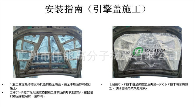 供應汽車隔音消聲 卡拉丁C3 汽車引擎蓋隔音隔熱墊 隔音隔熱材料示例圖6