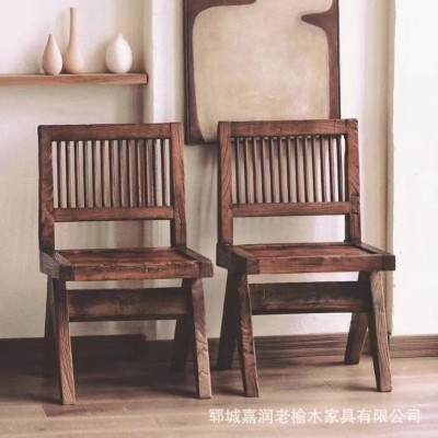 老榆木餐椅茶室喝茶椅子進(jìn)門換鞋凳新中式客廳休閑椅子